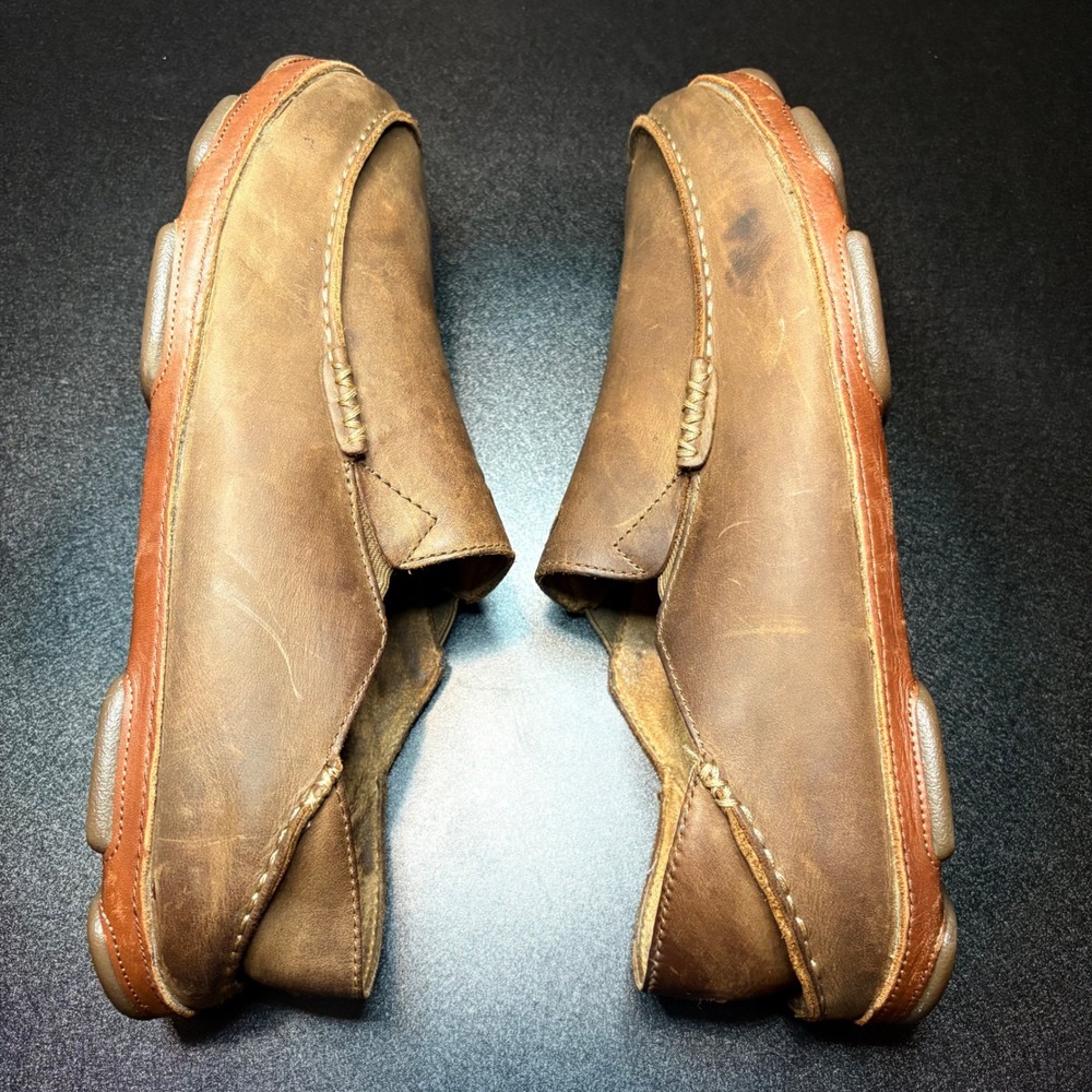 OluKai Men's Moloa Toffee Brown‎ Leather Slip On Casual Shoes Size 13 leather